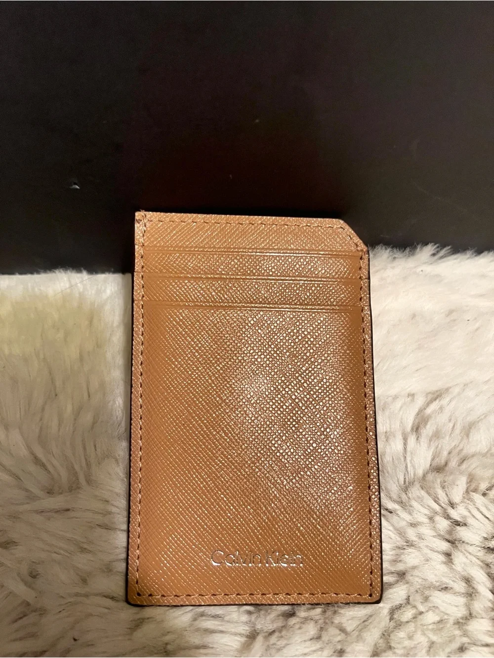 Calvin Klein Men's Brown Saffiano Leather Card Sleeve